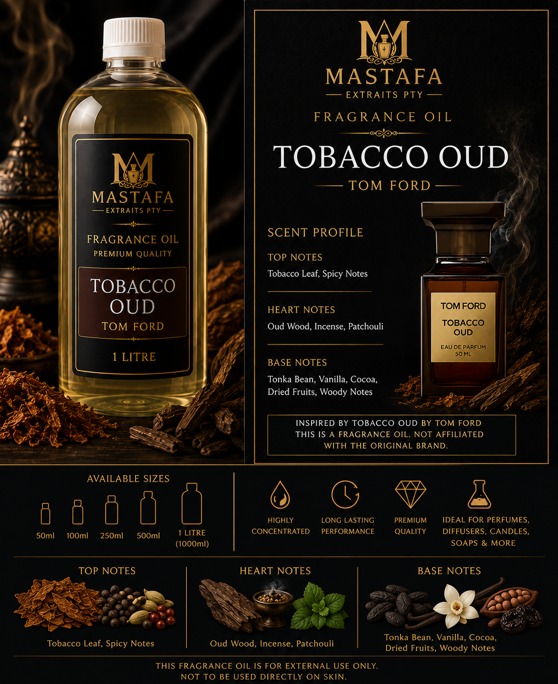 Fragrance oil inspired by TOBACCO OUD